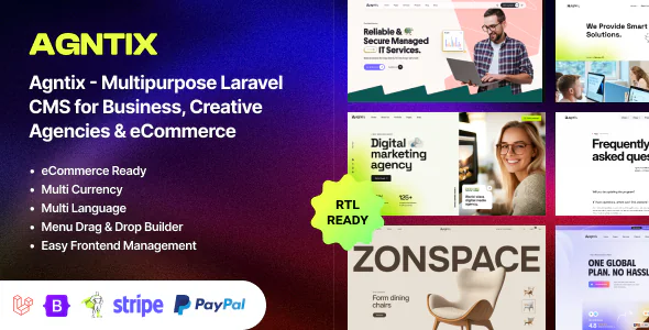 Agntix - Versatile Laravel CMS for Business, Portfolio, Creative Agencies & eCommerce