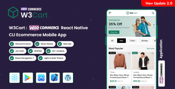 W3Cart | WordPress WooCommerce React Native Mobile Application